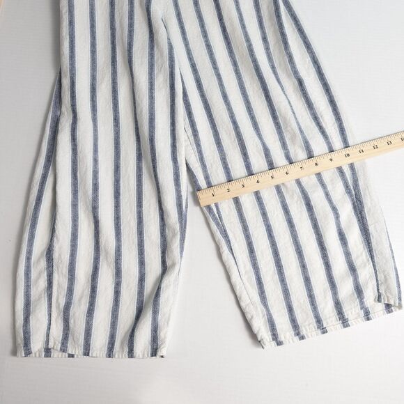 Old Navy Striped Linen Blend Cami Jumpsuit Womens Medium Off White Blue Nautical - Picture 7 of 16